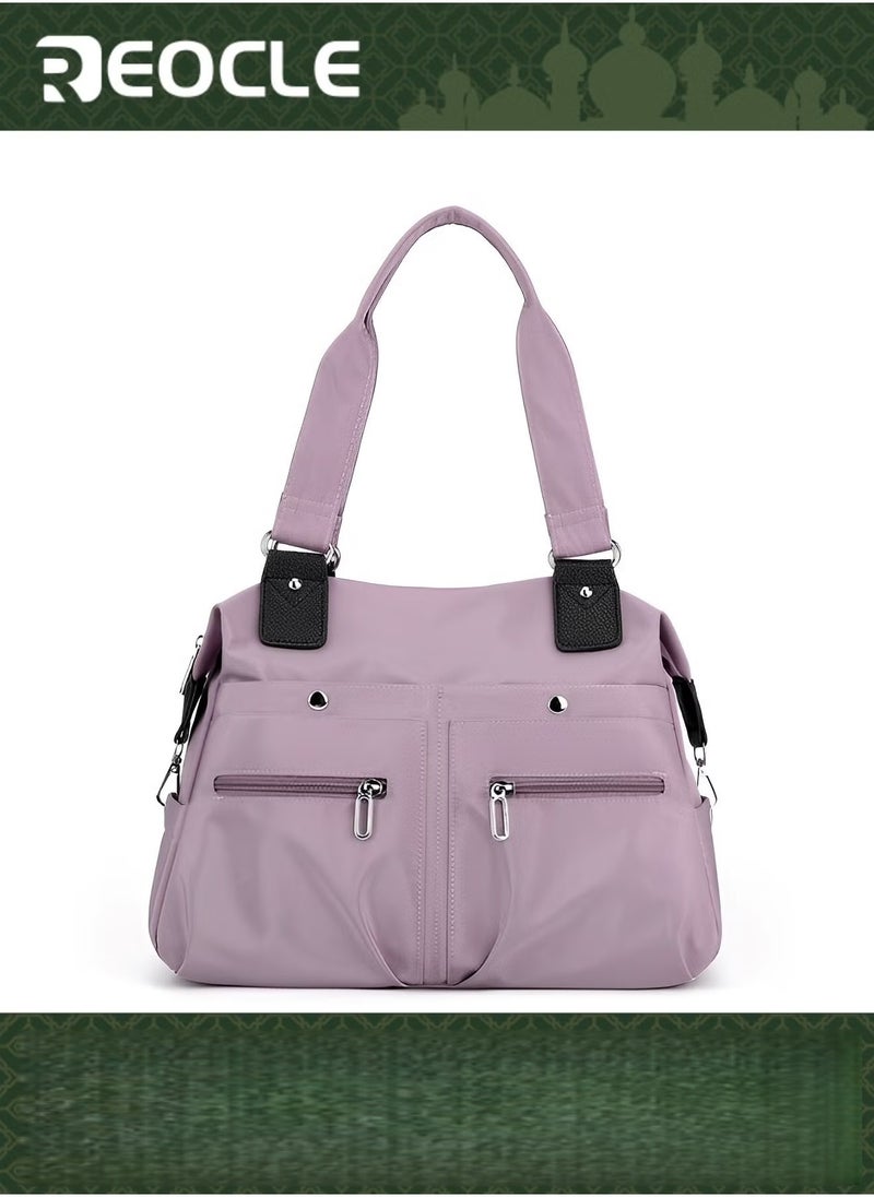 REOCLE Canvas Tote Bag Waterproof Nylon Multi Pocket Shoulder Bags Laptop Work Bag Purse and Handbags for Women & Men - Image 1