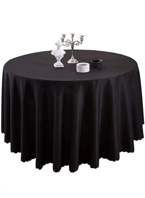 Premium Round Tablecloth Polyester Table Cloth Bulk Washable Polyester Fabric Tablecloths Table Cover for Wedding Party Banquet Buffet Table Holiday Dinner Black