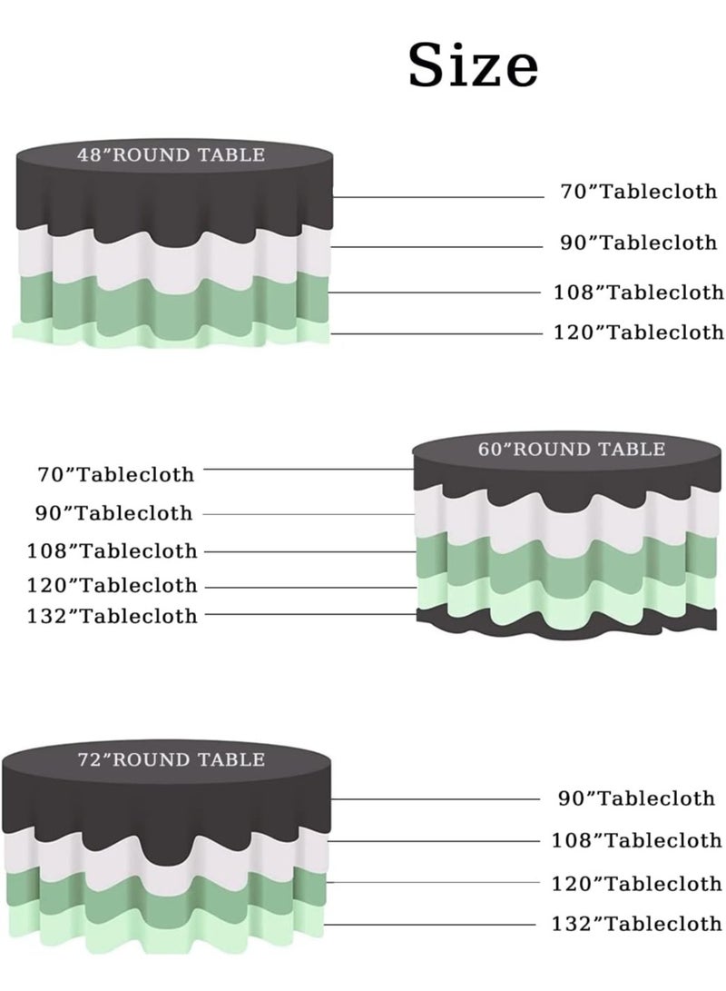 مايل ميلو المفرش المستدير الفاخر مصنوع من البوليستر قماش قابل للغسيل تغطية طاولة للاعراس والحفلات والبوفيهات والعشاء في العطلات أسود - Image 2