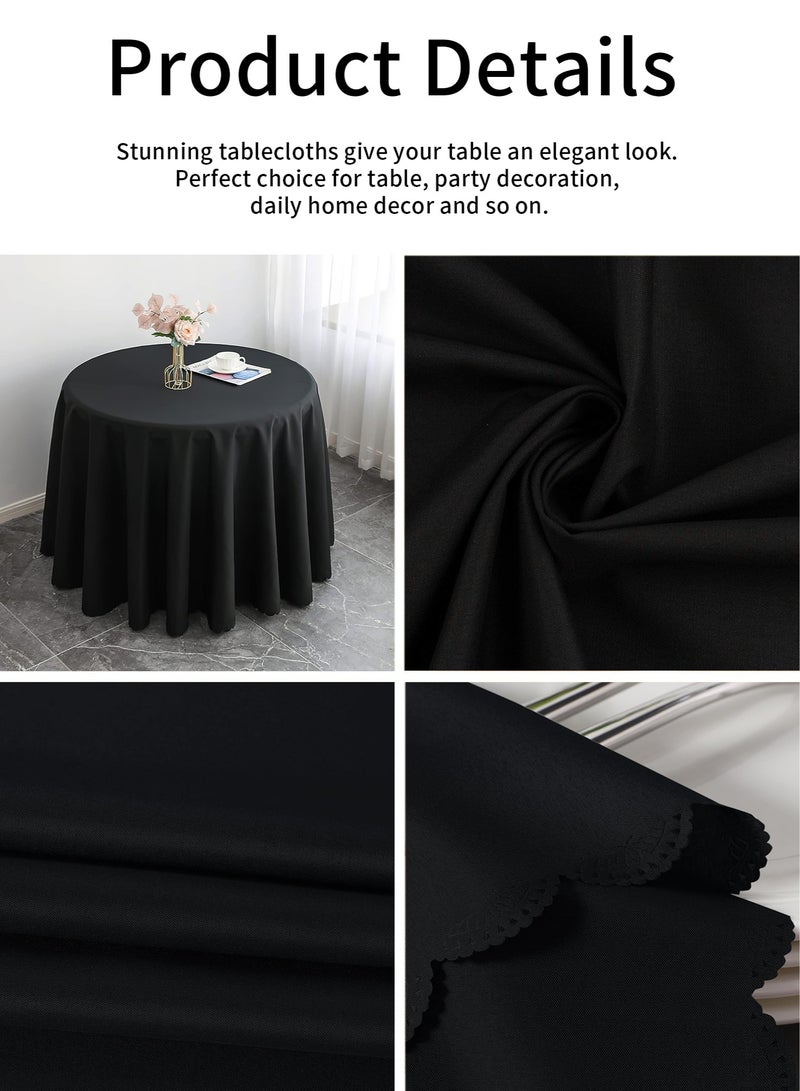 مايل ميلو المفرش المستدير الفاخر مصنوع من البوليستر قماش قابل للغسيل تغطية طاولة للاعراس والحفلات والبوفيهات والعشاء في العطلات أسود - Image 4
