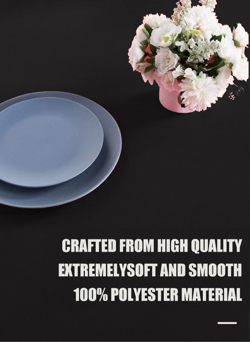 مايل ميلو المفرش المستدير الفاخر مصنوع من البوليستر قماش قابل للغسيل تغطية طاولة للاعراس والحفلات والبوفيهات والعشاء في العطلات أسود - Image 5