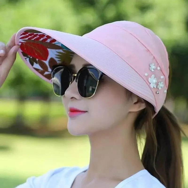 Valkyrie Wide Visor Sunscreen Women Hat Visor Sports Tennis Cap Dark Pink