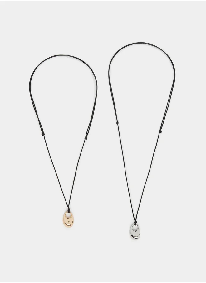 ستايلي Set of 2 - Plain Pendant Necklace