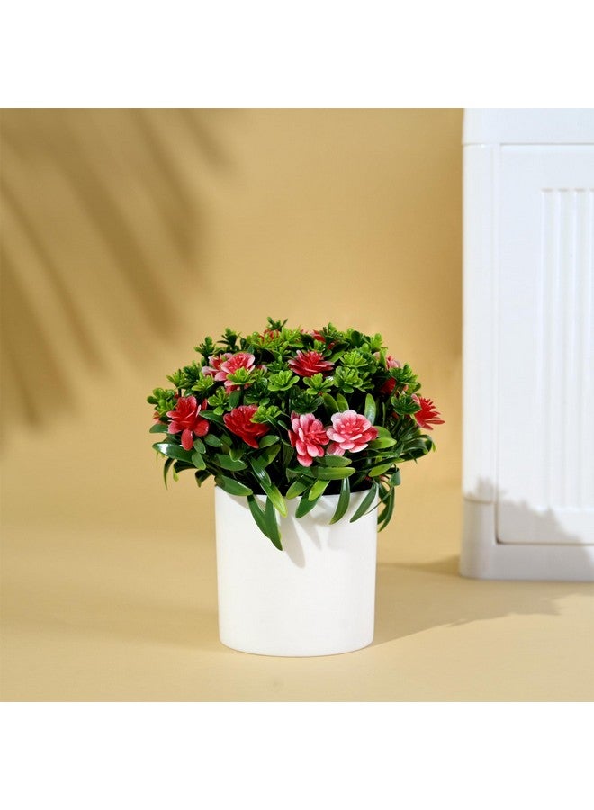 Hearts Artificial Plant | Plants For Office Décor | Artificial Flowers For Decoration | Natural Looking Flower Plants With Pot | 20 Headed Flower And Grass Balls Flower | Multicolor - Image 1