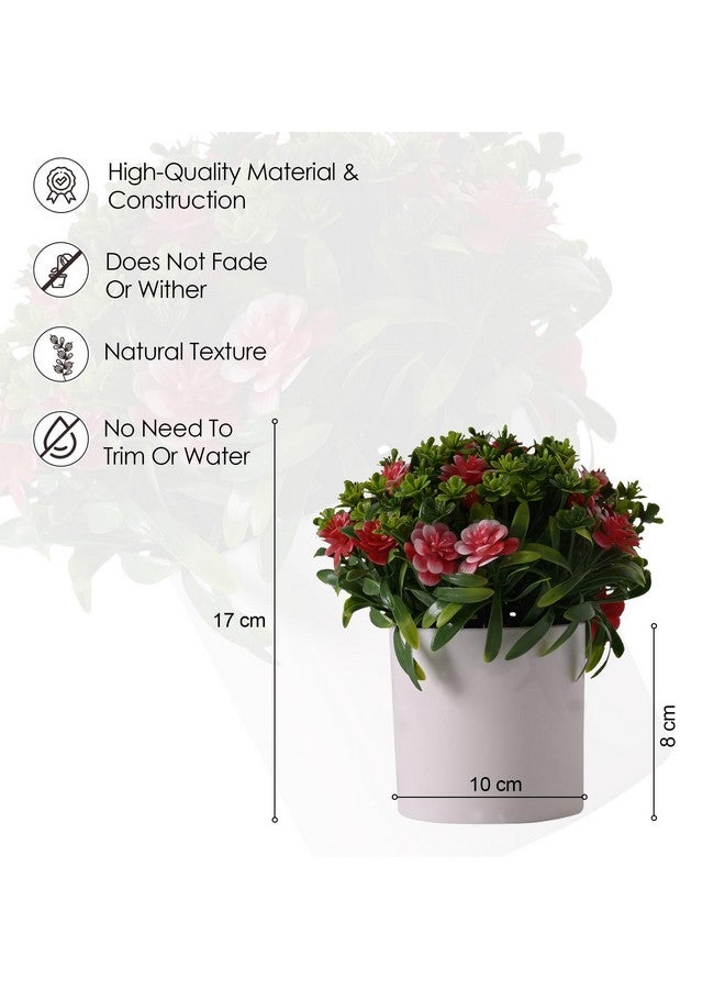 Hearts Artificial Plant | Plants For Office Décor | Artificial Flowers For Decoration | Natural Looking Flower Plants With Pot | 20 Headed Flower And Grass Balls Flower | Multicolor - Image 2