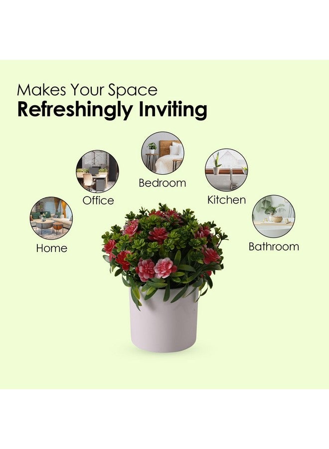 Hearts Artificial Plant | Plants For Office Décor | Artificial Flowers For Decoration | Natural Looking Flower Plants With Pot | 20 Headed Flower And Grass Balls Flower | Multicolor - Image 4