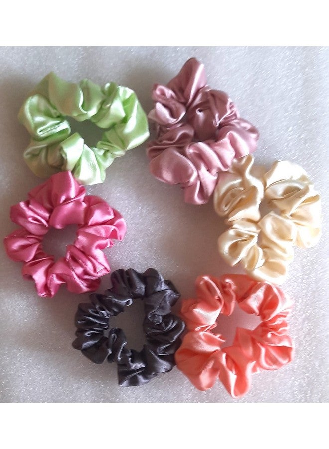 StarLinks¬Æ Brilliant Colour SATIN Hair Scrunchies hair tie Long lasting true colour pony tail holders (Same colour is guaranteed) (Regular Size Quantity - 6Nos - O5)