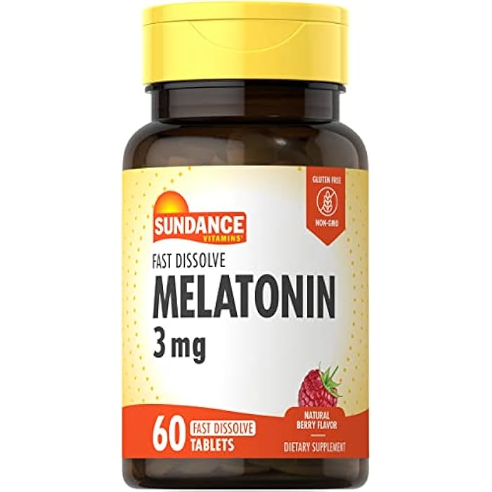 Sundance Melatonin 3mg Fast Dissolve | 60 Vegetarian Tablets | Natural Berry Flavor | Vegetarian, Non-GMO, and Gluten Free Supplement - Image 1
