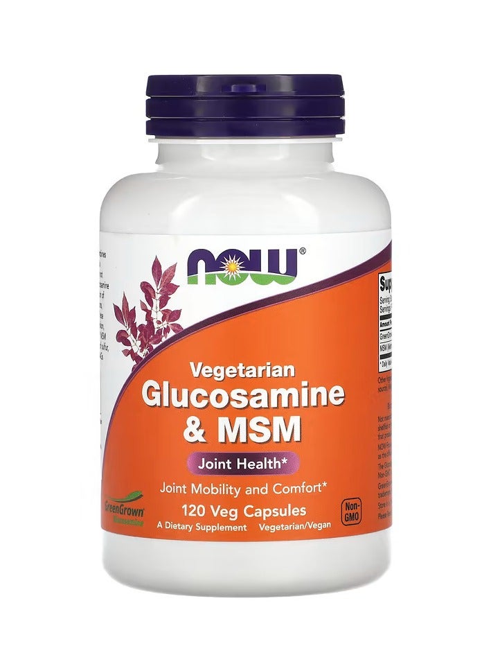 now Vegetarian Glucosamine And MSM Dietary Supplement - 120 Veg Capsules - Image 1