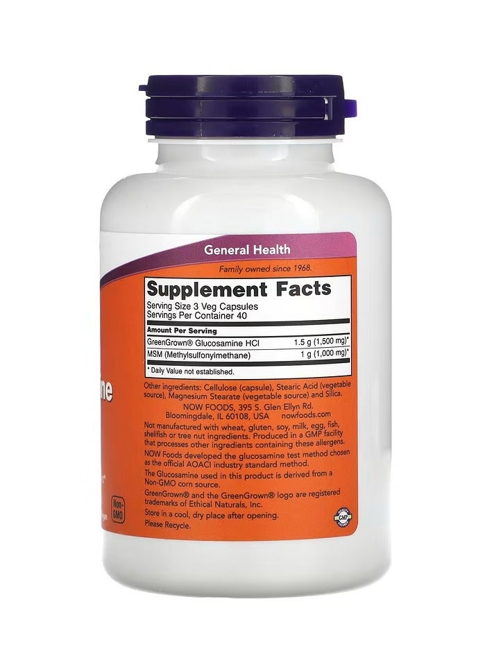 now Vegetarian Glucosamine And MSM Dietary Supplement - 120 Veg Capsules - Image 2
