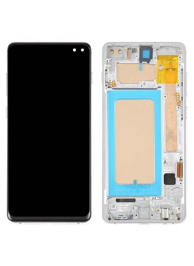 شاشة LCD TFT بديلة لهاتف Samsung Galaxy S10+ SM-G975 مع محول رقمي كامل التجميع مع إطار، لا تدعم التعرف على بصمة الإصبع، فضي