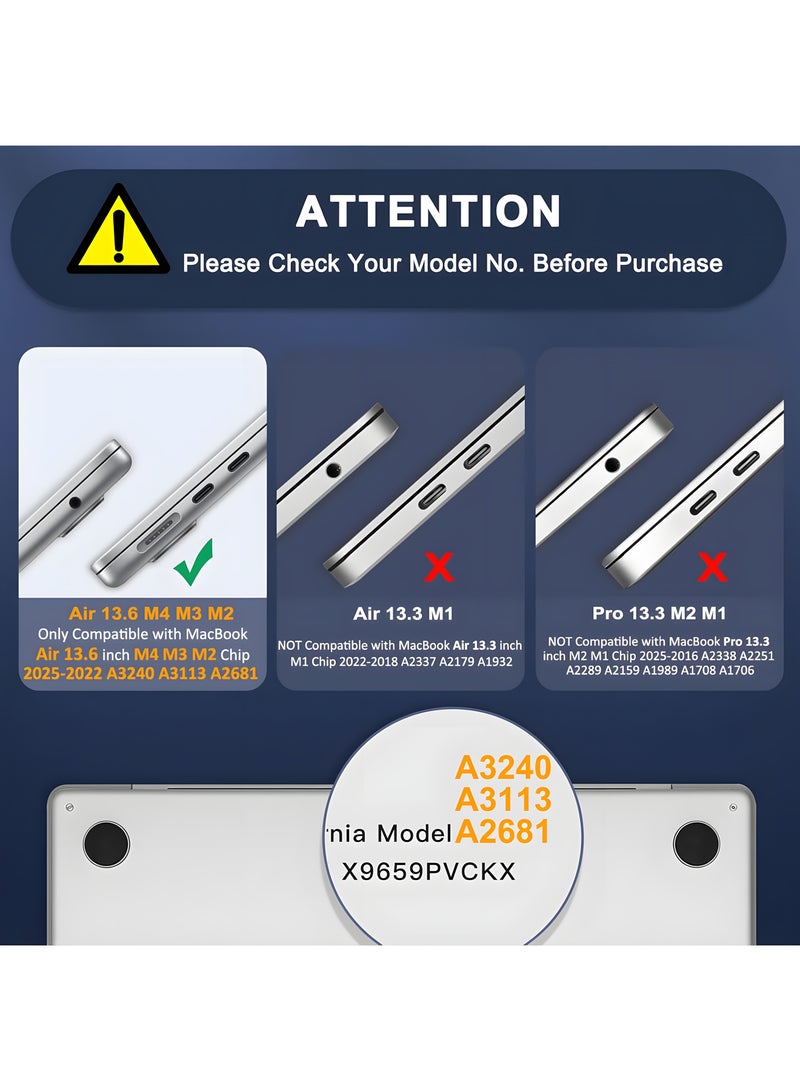 مساحة باردة غطاء حماية لجهاز MacBook Air مقاس 13.6 بوصة (موديلات 2022-2025)، متوافق مع طرازات M4 A3240 وM3 A3113 وM2 A2681، غطاء لوحة مفاتيح صلب لامع لجهاز MacBook Air مقاس 13.6 بوصة - Image 2
