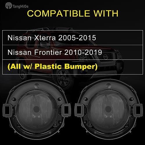 TangMiGe Fog Lights compatible with Nissan Xterra 2005-2015, Nissan Frontier 2010-2019, with Plastic Bumper Only, 1 Pair Fog Lamps, 26150EA025 NI2590102 (Smoke) - Image 2