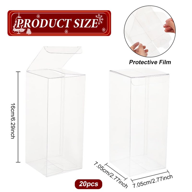 BENECREAT 20 Pack 2.7x2.7x6.3 Plastic Boxes Rectangle Plastic Party Favor Boxes for Wedding Party Treat Candy Cupcakes, Mother's Day Festival Gift Packaging - Image 2