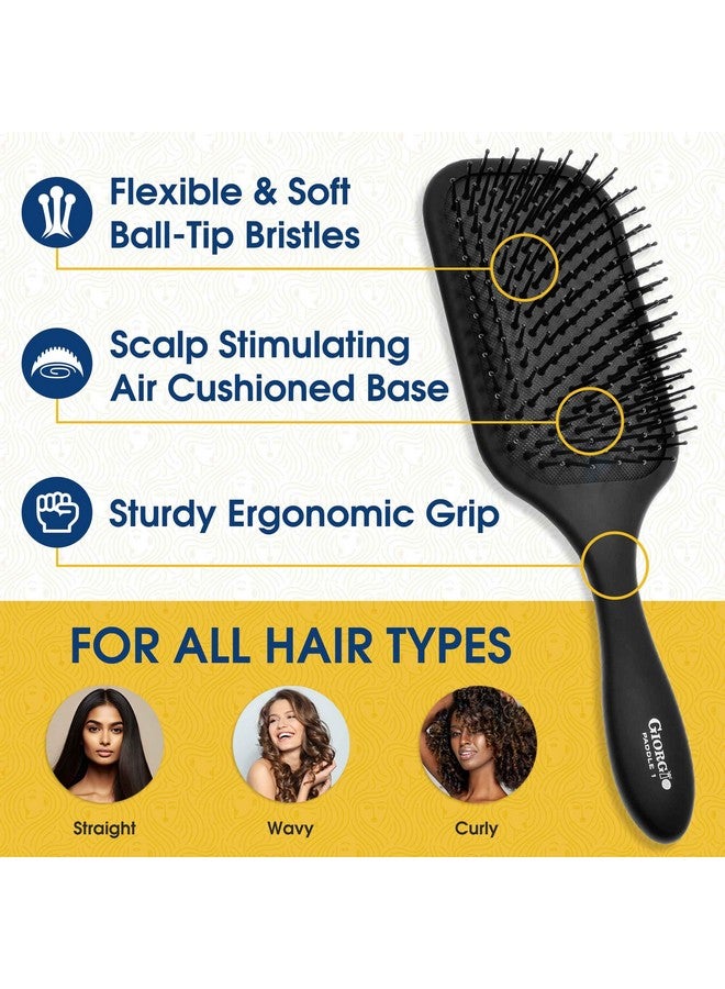 جورجيو فرشاة فك تشابك الشعر من جورجيو - فرشاة هوائية كبيرة مع شعيرات تورمالين برأس كروي - أداة للعناية بالشعر مضادة للكهرباء الساكنة للرجال والنساء، سواء كانت جافة أو رطبة - لون أسود - Image 5
