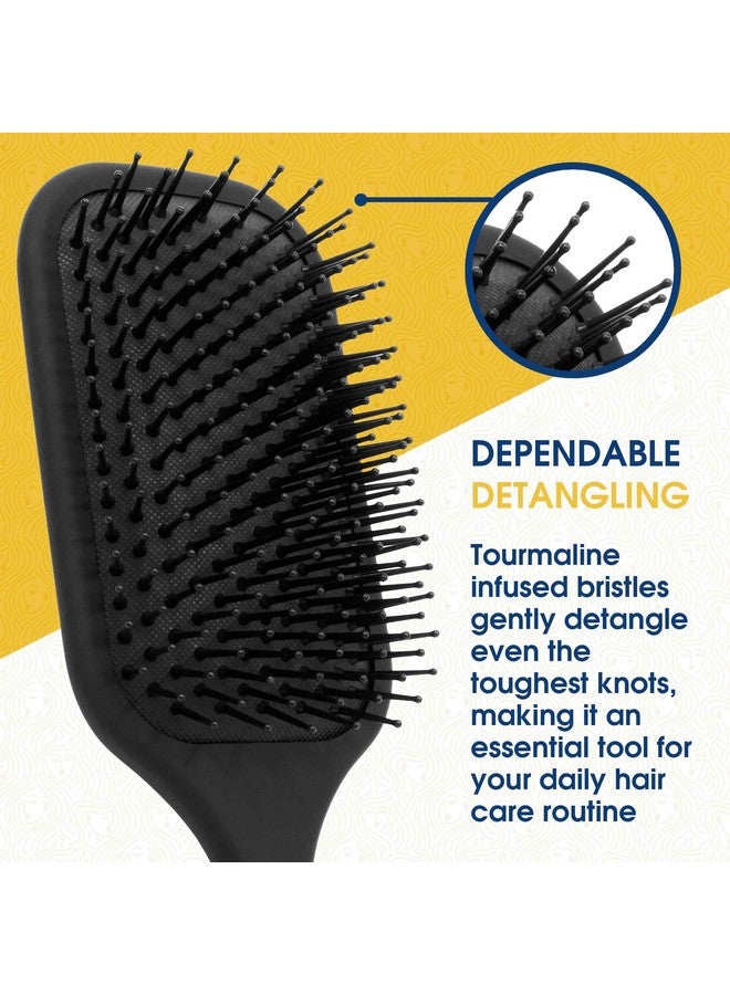 جورجيو فرشاة فك تشابك الشعر من جورجيو - فرشاة هوائية كبيرة مع شعيرات تورمالين برأس كروي - أداة للعناية بالشعر مضادة للكهرباء الساكنة للرجال والنساء، سواء كانت جافة أو رطبة - لون أسود - Image 3