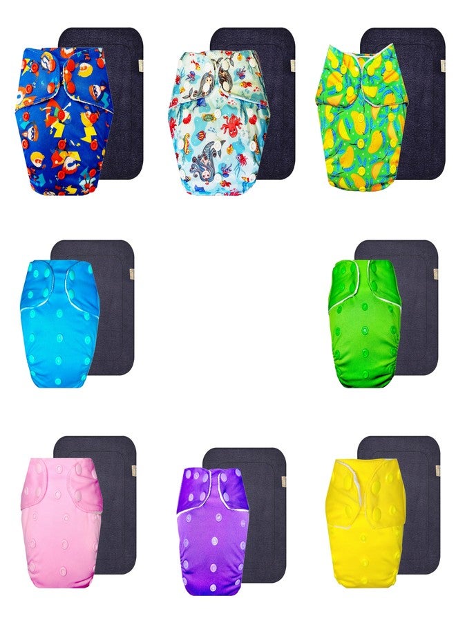 Dumbledo Premium Cloth Diaper with Black Insert (Pack of 8) | Dry Feel and Comfortable | Breathable | Adjustable Snaps | Trusted by Moms | 3 Months - 3 Years | Unisex Baby - Image 1