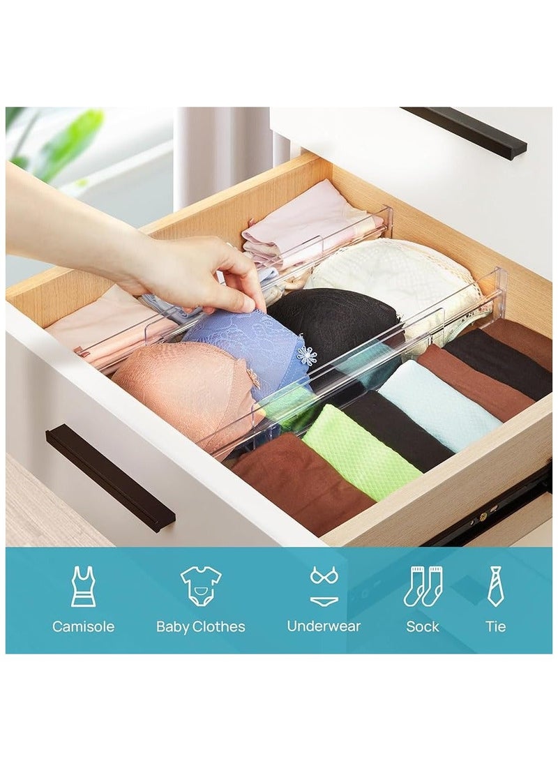 هومستر منظمات ادراج فواصل من 8 قطع، في توب مارت قابل للتعديل 3.2 انش ارتفاع للتوسيع 12.2-21.4 انش، منظم المطبخ البلاستيك الشفاف للملابس واواني والتخزين المكتبي - Image 5