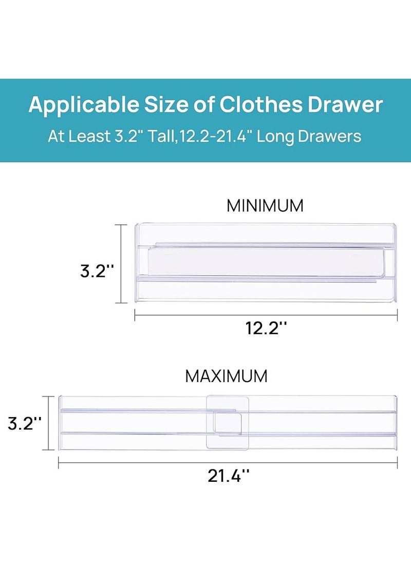 هومستر منظمات ادراج فواصل من 8 قطع، في توب مارت قابل للتعديل 3.2 انش ارتفاع للتوسيع 12.2-21.4 انش، منظم المطبخ البلاستيك الشفاف للملابس واواني والتخزين المكتبي - Image 3