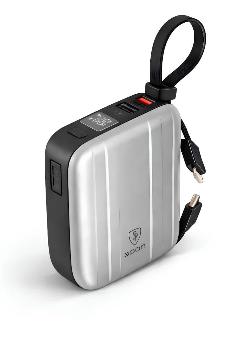 SPON 20000mAh Power Bank with Two Built-in Cables and Support 22.5W Fast Charging - Image 2