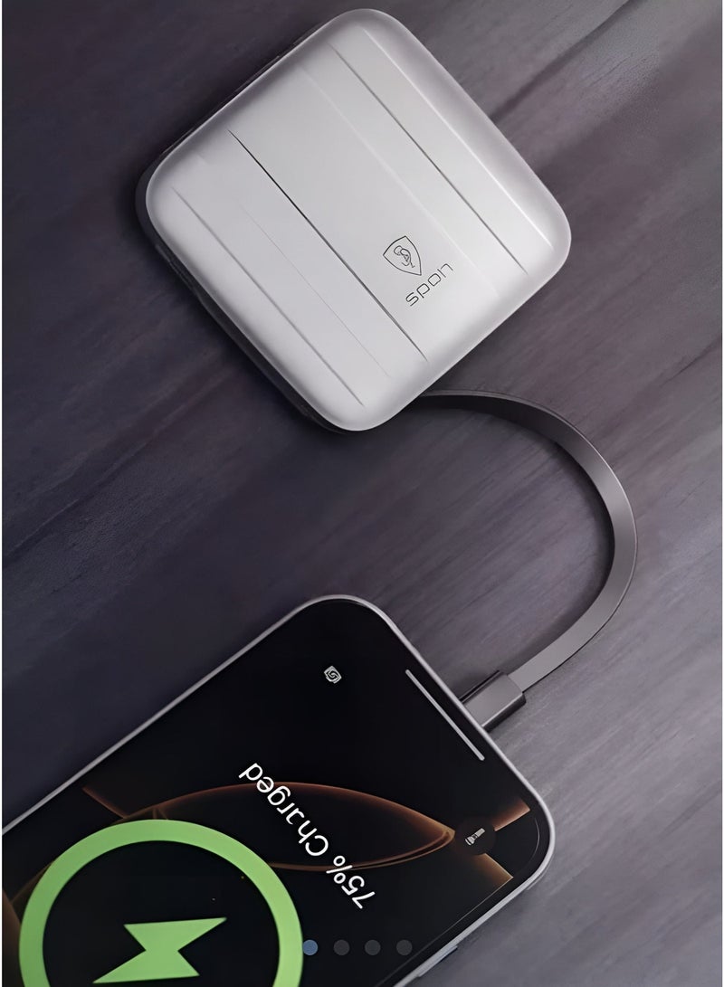 SPON 20000mAh Power Bank with Two Built-in Cables and Support 22.5W Fast Charging - Image 4