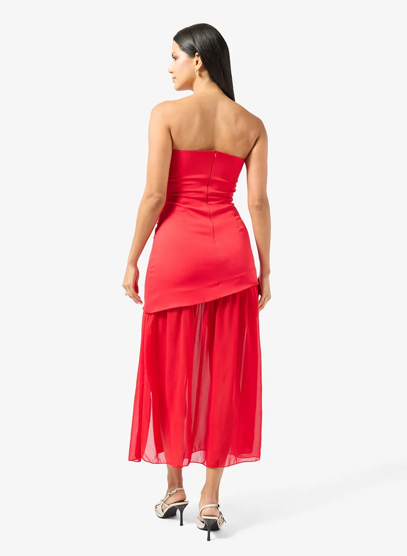 ELLA Bandeau Dress With Sheer Hem