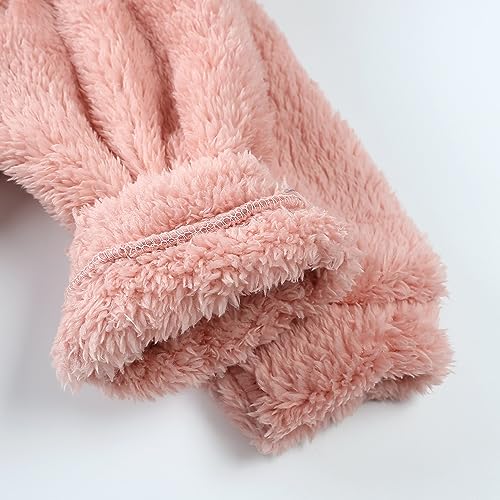 Feidoog Toddler Kids Fleece Hooded Jacket Coat with Ears Zipper Lightweight Long Sleeve Thick Warm Outerwear,Pink,3-4T - Image 5