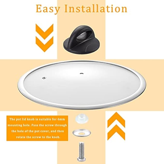إكسفور مقابض استبدال أغطية الأواني العالمية، مقابض أغطية الزجاج، مقابض أدوات الطهي في المطبخ، مقابض تثبيت أغطية المقالي، مقابض الباكليت مع برغي، 4 قطع للأواني والمقالي والمقالي - Image 4