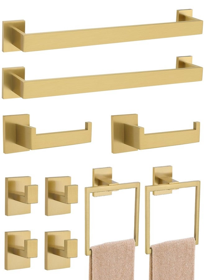 soaez 10-Pieces Brushed Gold Bathroom Accessories Set, 23.6 Inch Bath Towel Bar Stainless Steel Hardware Racks for Wall Mounted - Image 1