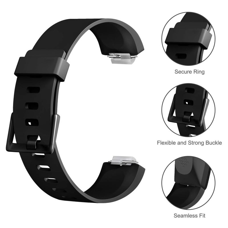 AK Soft TPU Wristbands - Compatible with Fitbit Inspire 2 & HR, Waterproof Sports Bands for Fitness Trackers (Black, Small) - Image 3