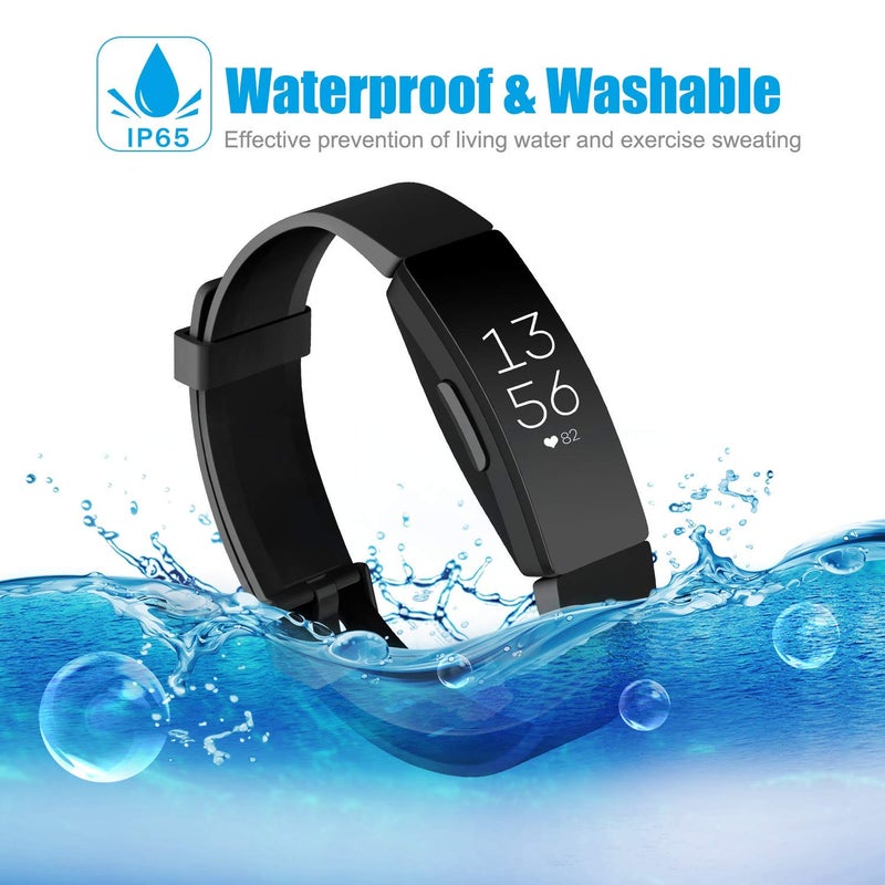 AK Soft TPU Wristbands - Compatible with Fitbit Inspire 2 & HR, Waterproof Sports Bands for Fitness Trackers (Black, Small) - Image 4