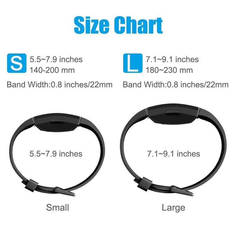 AK Soft TPU Wristbands - Compatible with Fitbit Inspire 2 & HR, Waterproof Sports Bands for Fitness Trackers (Black, Small) - Image 5