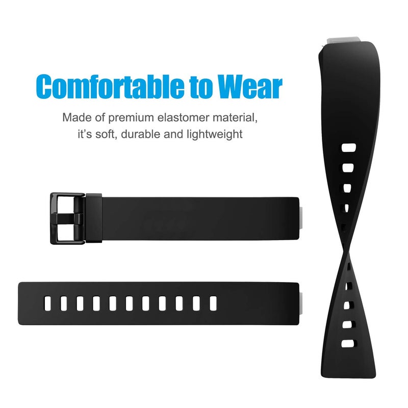 AK Soft TPU Wristbands - Compatible with Fitbit Inspire 2 & HR, Waterproof Sports Bands for Fitness Trackers (Black, Small) - Image 2