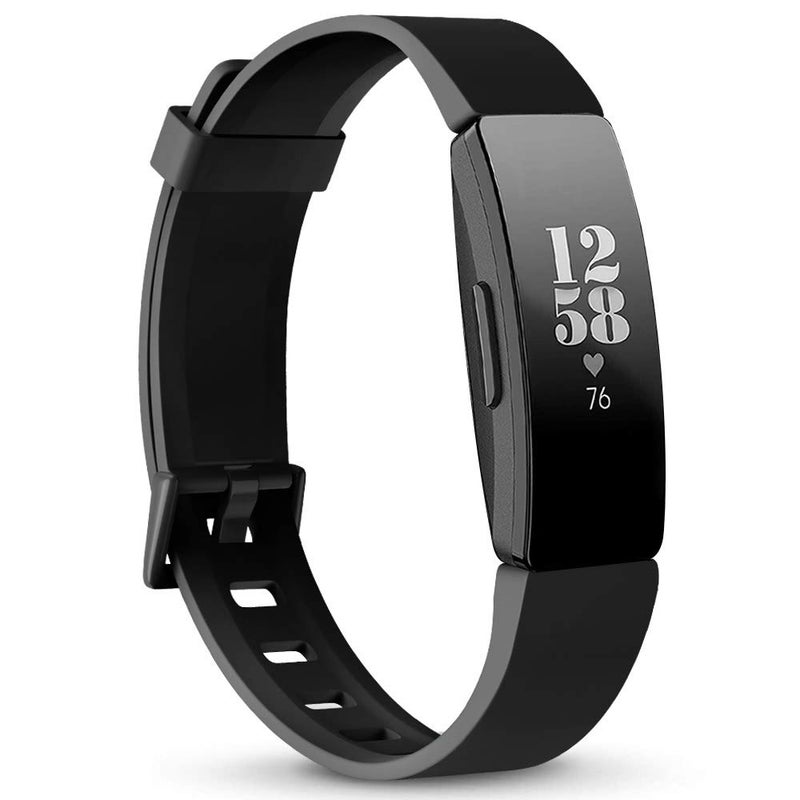 AK Soft TPU Wristbands - Compatible with Fitbit Inspire 2 & HR, Waterproof Sports Bands for Fitness Trackers (Black, Small) - Image 1