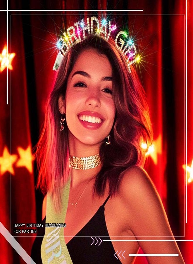 أسورنا طقم إكسسوارات عيد ميلاد مضيئة من Aceorna للبنات، يتضمن طوق رأس ذهبي مرصع بأحجار الراين ووشاح، مزود بإضاءة LED (ذهبي، مقاس واحد). - Image 3