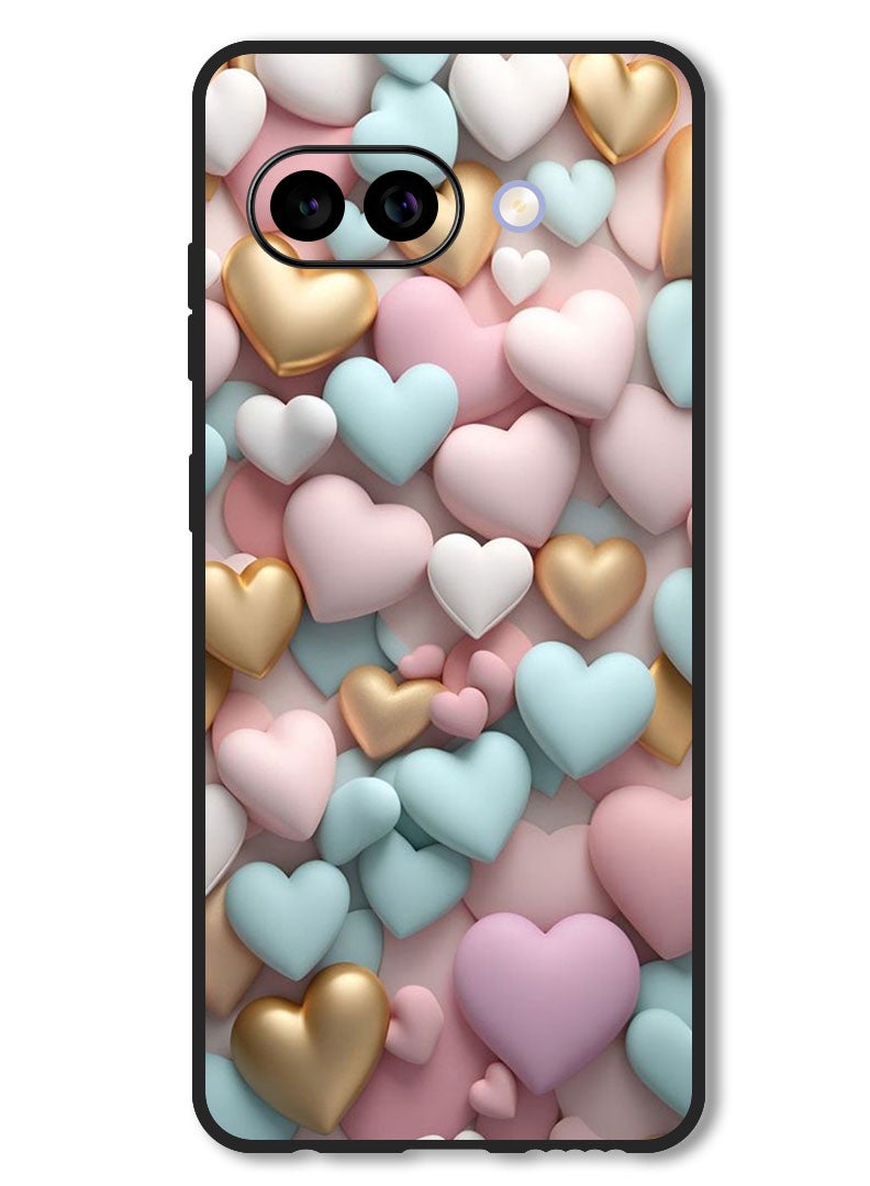 Theodor Case Compatible with Google Pixel 9A Protection Shockproof Bumper Cover Colourful Hearts - Image 1