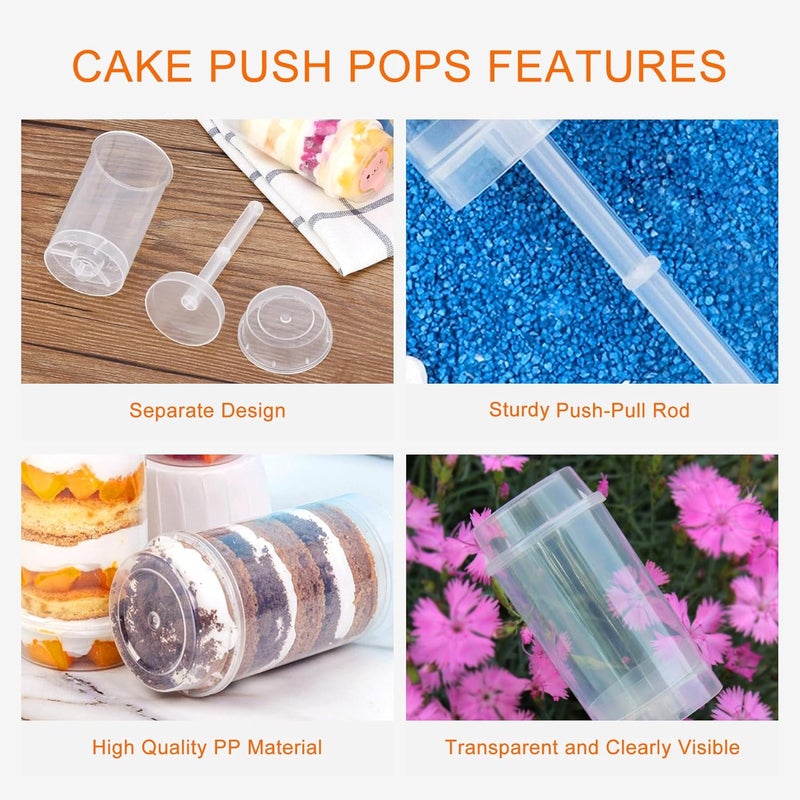Csdtylh 24 Pack Cake Push Pop Containers with Lids, Reusable Cake Push Pops, Muti-purpose Push Pop Cake Containers, Plastic Cake Push-up Pop Shooter for Cupcake, Confetti, Homemade Ice Cream,Desserts - Image 3