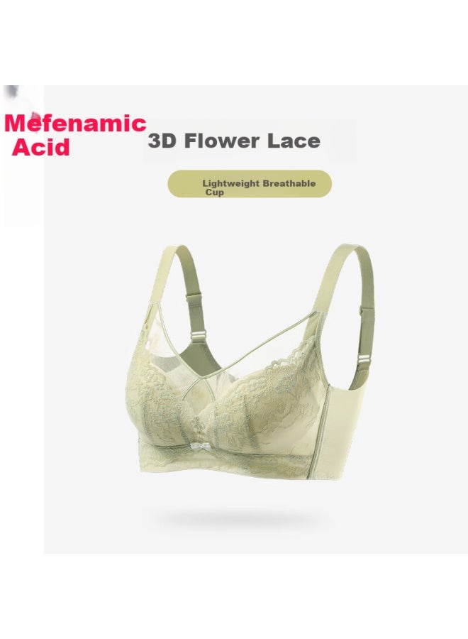 Fenton Fenteng Push-up Lace Bra Without Underwire For Big Busts, Anti-sagging And Small Chest Enhancement, Light Green, 85b - Image 1