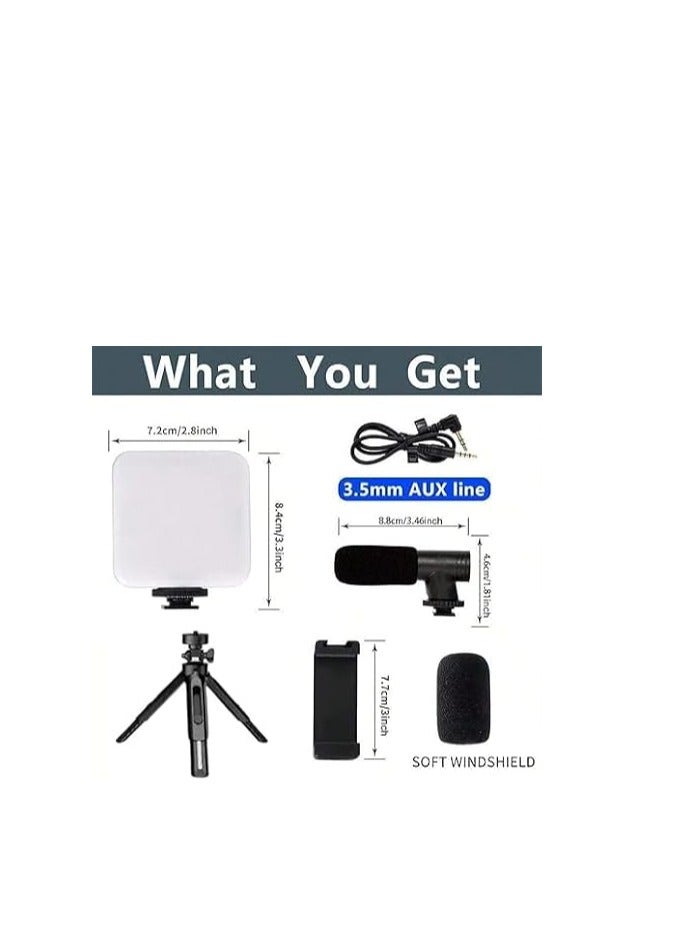 حامل كاميرا فيديو 5 في 1 ، حامل بمقبض تثبيت وميكروفون ومجموعة إضاءة ليد لأي موبايل ذكي لصناعة الأفلام والفيديوهات الاحترافية (إطار شكل حرف U ولمبة ليد وميكروفون وحامل)، - Image 3