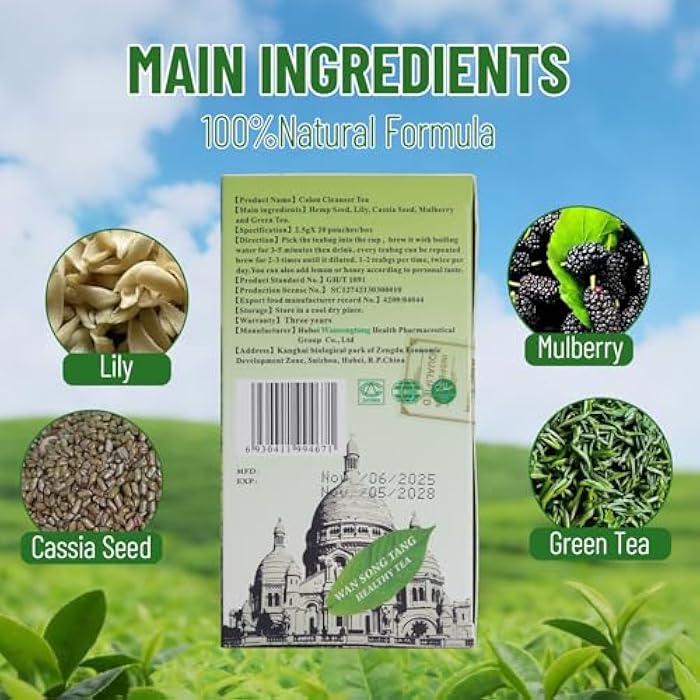 Wins Town Colon Cleanser Tea, Herbal Laxative Tea, Relieve Constipation and Body Detox, Supports Healthy Gut and Digestion, 20 Tea Bags - Image 4