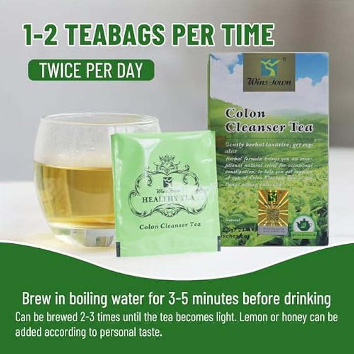 Wins Town Colon Cleanser Tea, Herbal Laxative Tea, Relieve Constipation and Body Detox, Supports Healthy Gut and Digestion, 20 Tea Bags - Image 5