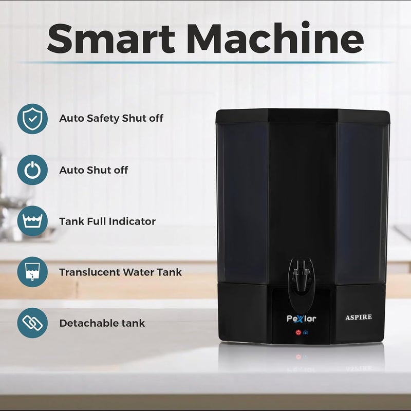 Pexlar Aspire RO Water Purifier for Home 2000 TDS High Chlorine Removal Alkaline Mineral Water Purifier Filter Black pH Balanced RO Water Purifier for Home - Image 5