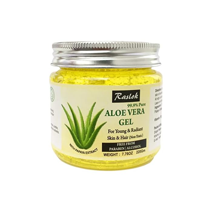 Raslok Aloe Vera Gel Pure Natural Organic Aloe Gel For Moisturizing Face Skin & Hair Care (Papaya, 7.76 OZ)