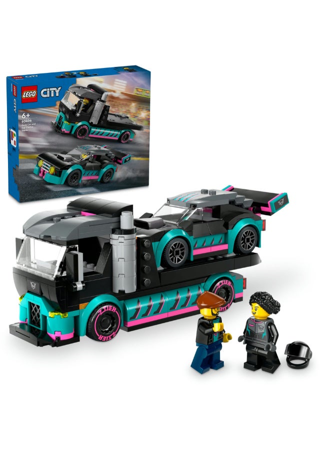 LEGO City Race Car and Car Carrier Truck Building Toys 60406 (Age 6+, 328 Pieces) - Image 1
