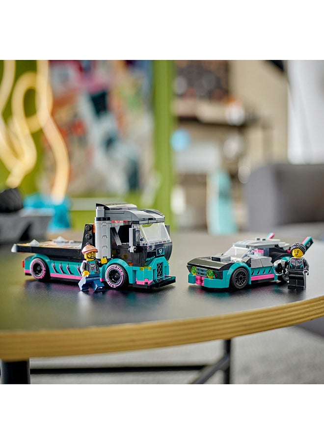 LEGO 60406 City Race Car And Car Carrier Truck Toy Playset, Vehicle And Transporter With Adjustable Loading Ramp, Racer And Driver Minifigures, Fun Gift For Kids Aged 6 And Over (328 Pieces)  - Image 5