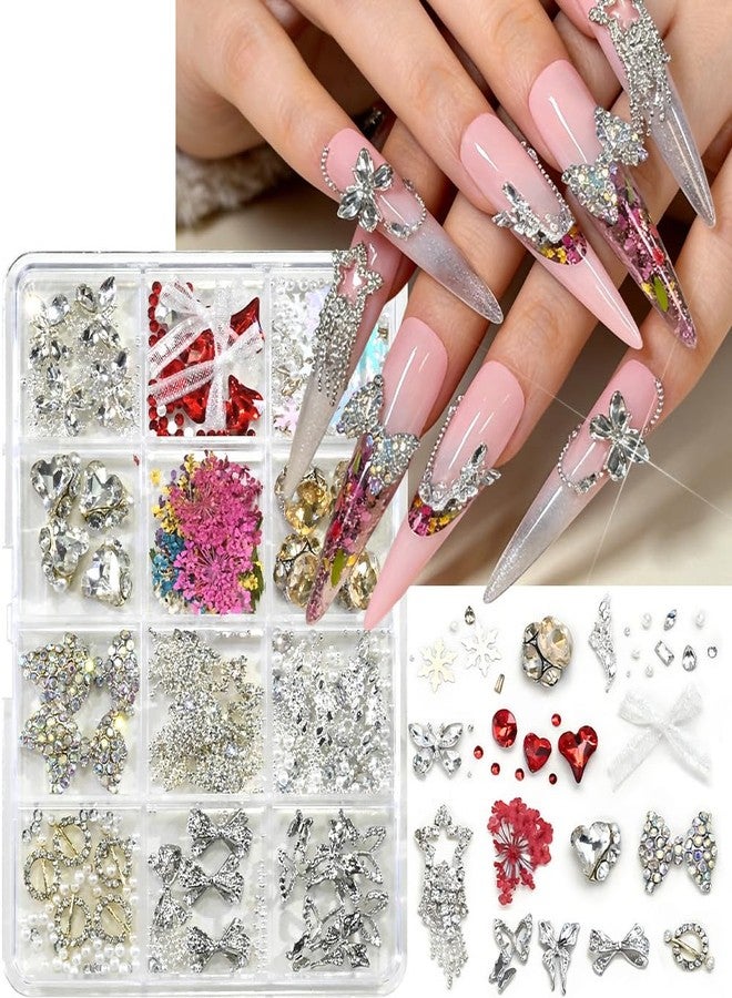 MAJOR DIJIT 3D Nail Charms and Gems Cute Rhinestones Y2K for Nails Nesign Junk Case Charms Jewels for Nail Art Decorations (Silver Starlight) - Image 1