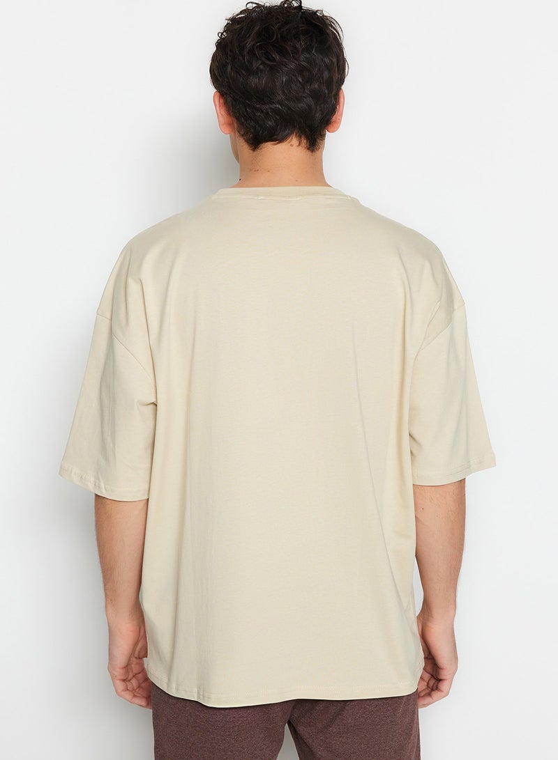 trendyol Oversize Cycling T-Shirt - Short Sleeve Dinosaur Embroidered Tmnss23Ts00243 - Image 2