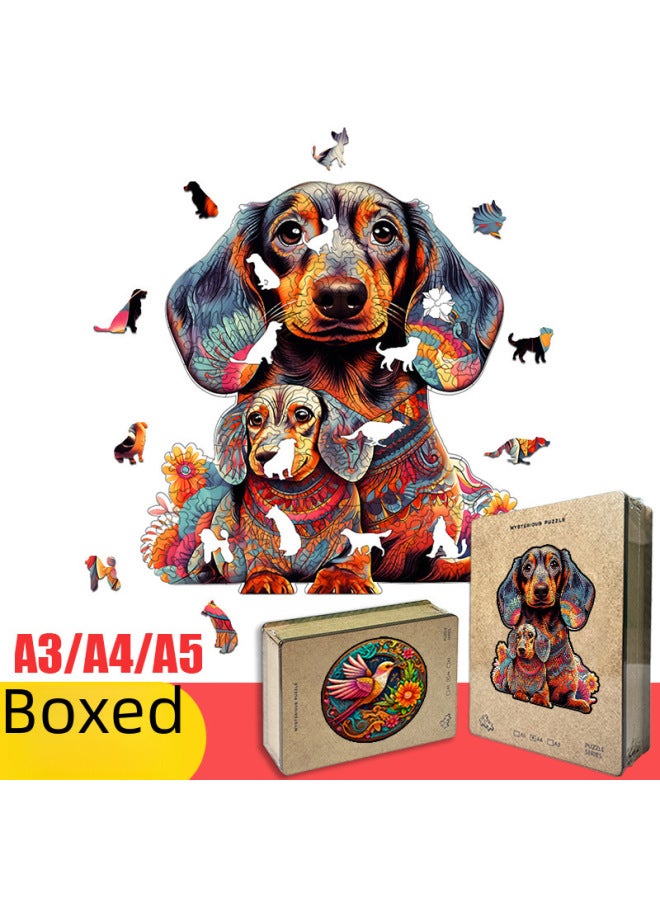 Spot Wooden Animal Puzzle Shaped Irregular Wooden 3d Toys Cross-border-Color:【Exclusive Copyright】 Cartons Of Mother And Child Dogs A4 - Image 2