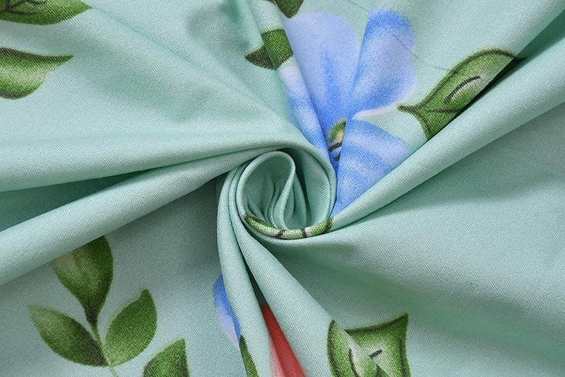 KAWI Single Bedsheet Elastic Fitted Glace Cotton with 1 Pillow Cover (72"X 48"X 6" Size) Mattress Green, Neem Patti Print - Image 5
