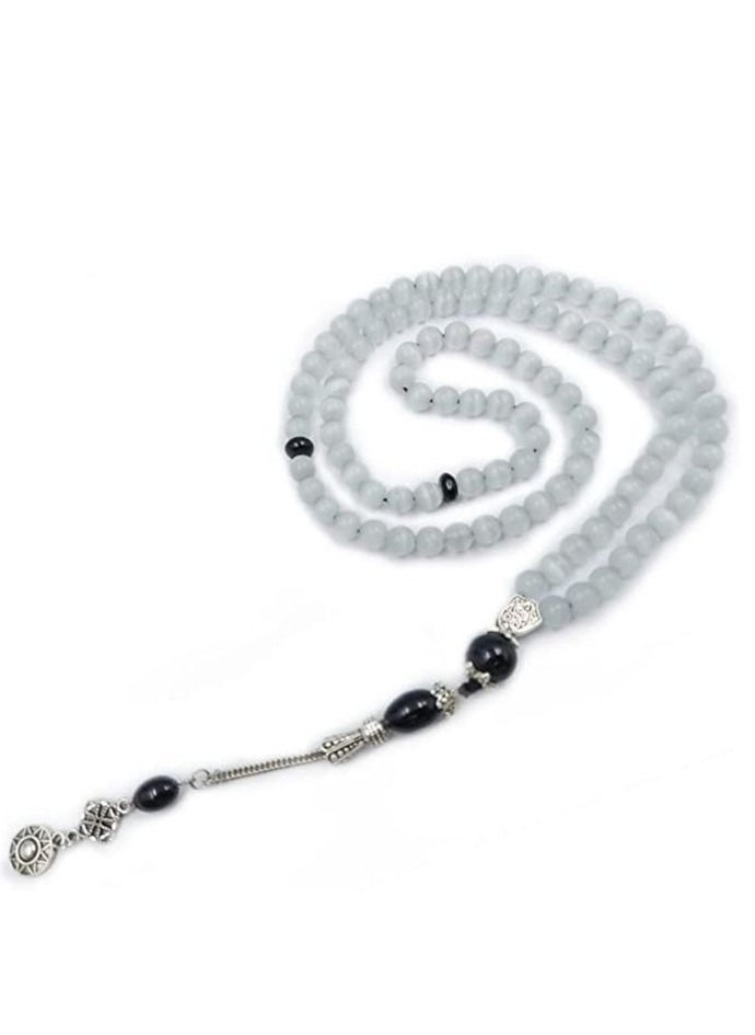 REBUY REBUY Islamic Prayer 99 Beads Tasbih, Natural Stone Misbaha Tasbeeh for Unisex Adults with Wooden Gift Box  - Image 2